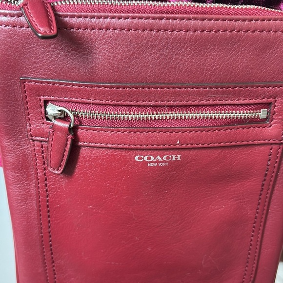 Coach  Crossbody bag  genuine, smooth, leather deep red.  Silvertone.
No callout - Picture 4 of 12